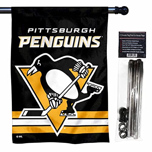 Bannière de pingouins WinCraft mât 1,5m drapeau extérieur jardin support complet