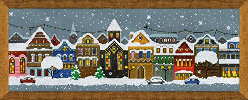 Image of RIOLIS - Christmas City 1683, Christmas Cross Stitch Kit 23,62 inch x 8,27 inch, Cross Stitch Kits for Beginners & Advanced, Cross Stitch Kits for Adults, Counted Stitching Kits, Embroidery Kit Holiday