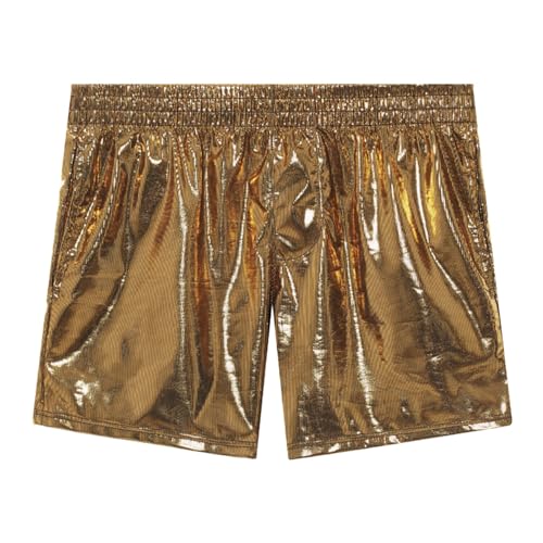Generisch Calzoncillos tipo bóxer de cuatro bóxers para hombre, elásticos, para escenarios, desfiles de moda, con lentejuelas, dorado, L