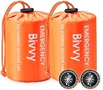 Esky Emergency Sleeping Bag, 2 Pack Portable Survival Thermal Bivy Sack, Waterproof Lightweight Survival Shelter Blanket Bags