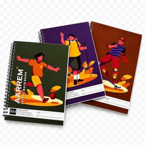 Image of Spiral Notebook A4 Size, Unruled Pages, 75 GSM Premium Paper, 200 Pages, Pack of 3, Writing Notebook for School and College