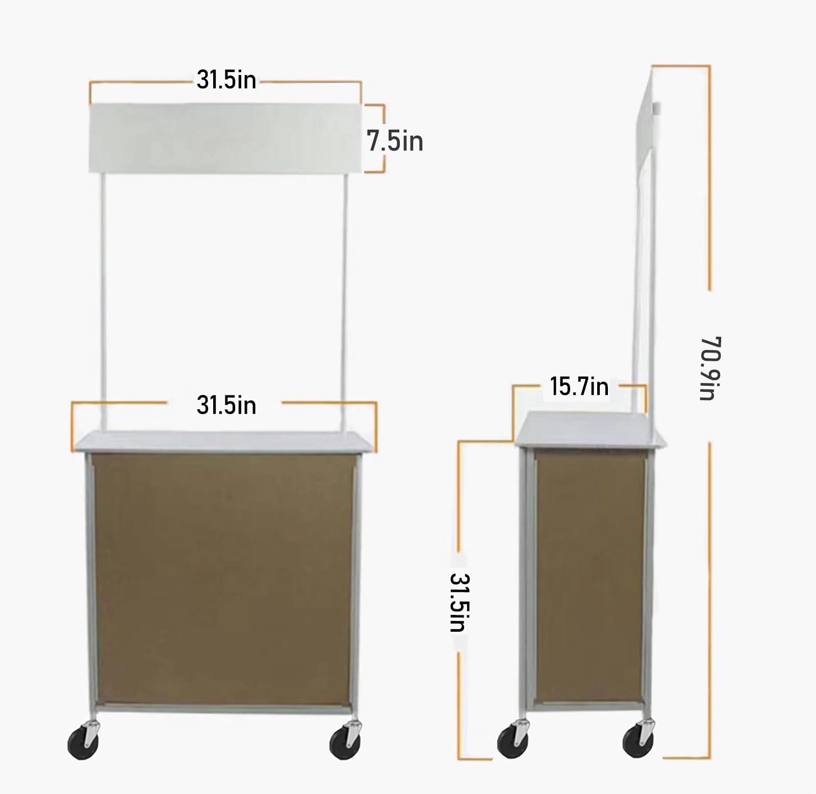 Carrello portatile con ruote Carrelli distributivi con ruote, carretto per cibo da strada/hot dog/limonata, chiosco pieghevole per organizzatori di feste, mercati agricoli, organizzazione di eventi