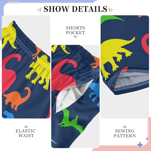 Colorful Neon Dinosaur Silhouettes Boys Pants for Kids Jogger Pants with Pockets S-XL4