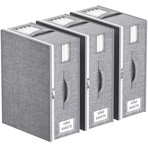 Lifewit - Lifewit Lot de 3 Grands Sacs Rangement Drap de Lit Pliables, Boite Parure de Lit avec 2 Fenêtres Transparentes et 1 Étiquette, Organisateur Drap, Range Housse Couette, Couverture, 40 × 30 × 15 cm - -5%