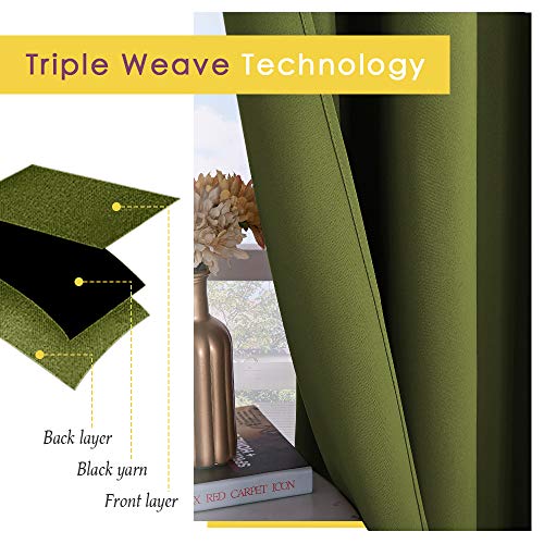image for NICETOWN Window Curtain Panels, Thermal Insulated Solid Grommet Blacko