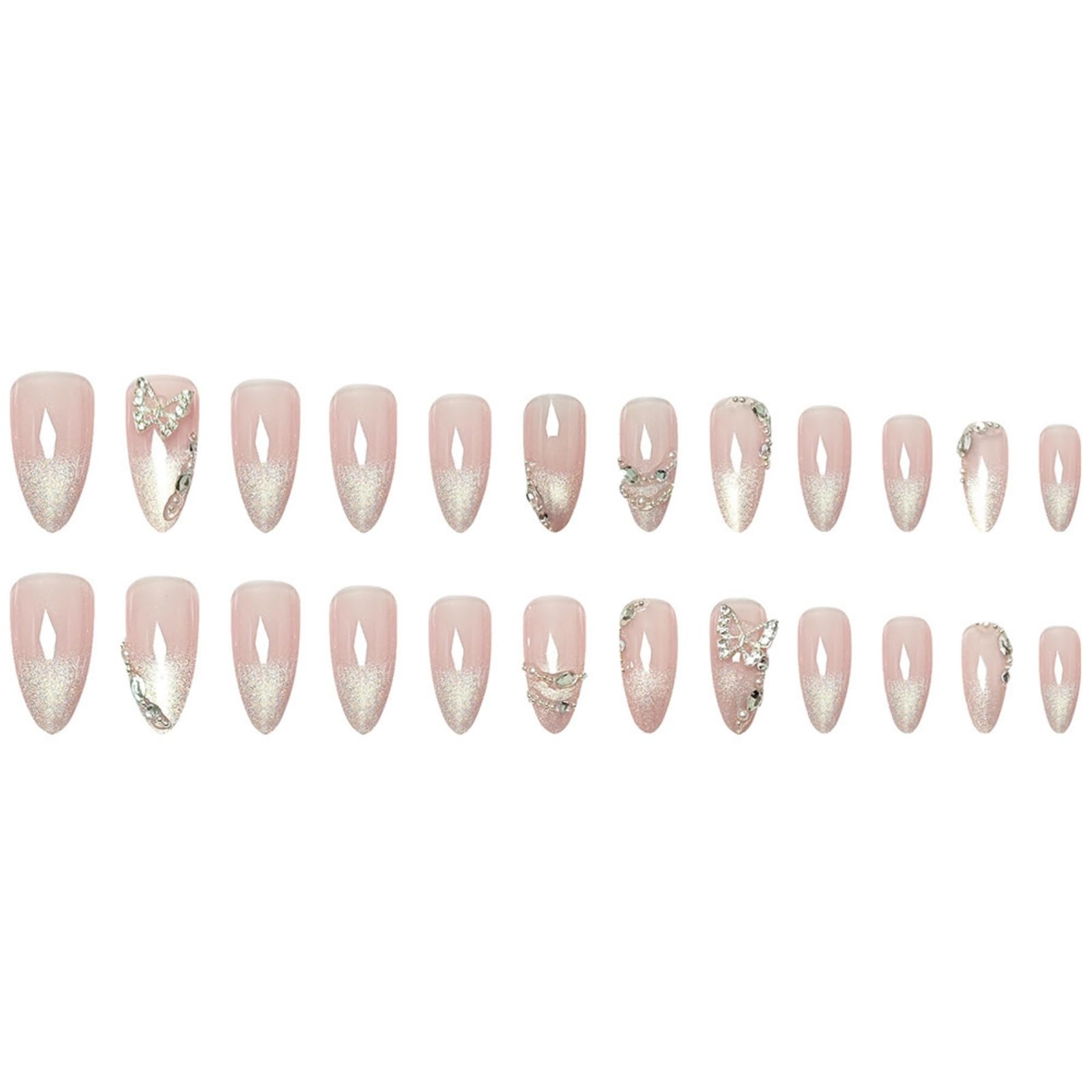 Long Press on Nails Stiletto Fake Nails French False Nails Brown Artificial Nails with Pink Flowers Designs Leopard Handmade Nails 3D Floral Stick on Nails for Women 24pcs: B01-12