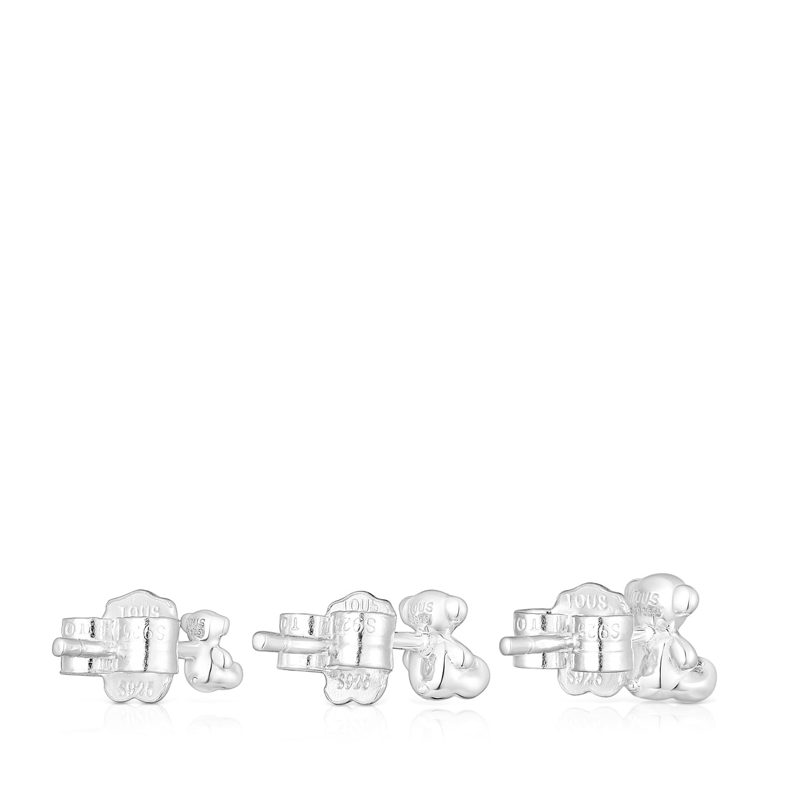 TOUS Pendientes de Plata de Primera Ley para Mujer, Pack de 3 Pendientes de entre 4,5 a 6 mm, Colección Bold Bear