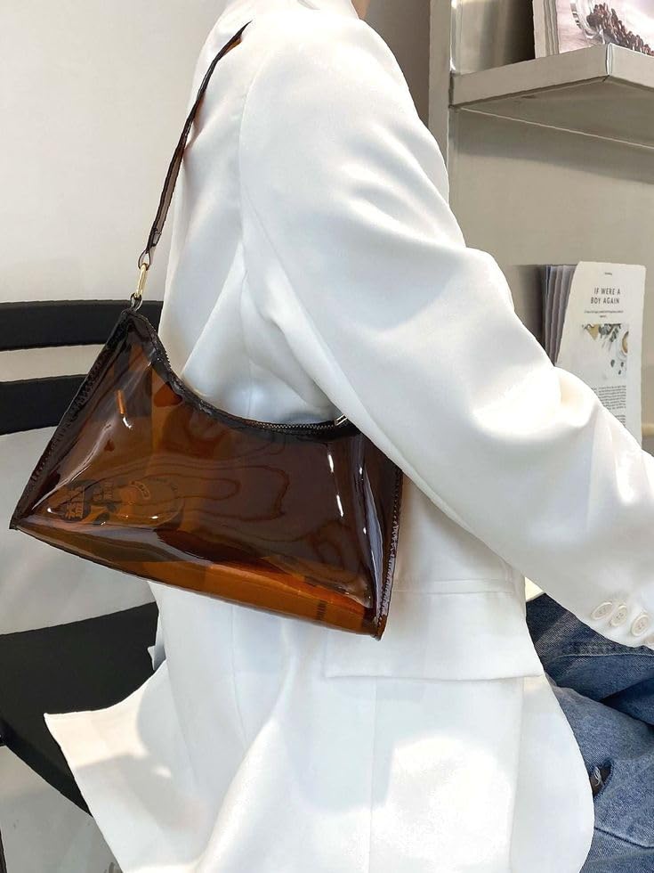 Clear Jelly Shoulder Bag | PVC Clear Chic accessory for spring fashion and travel, caramel2