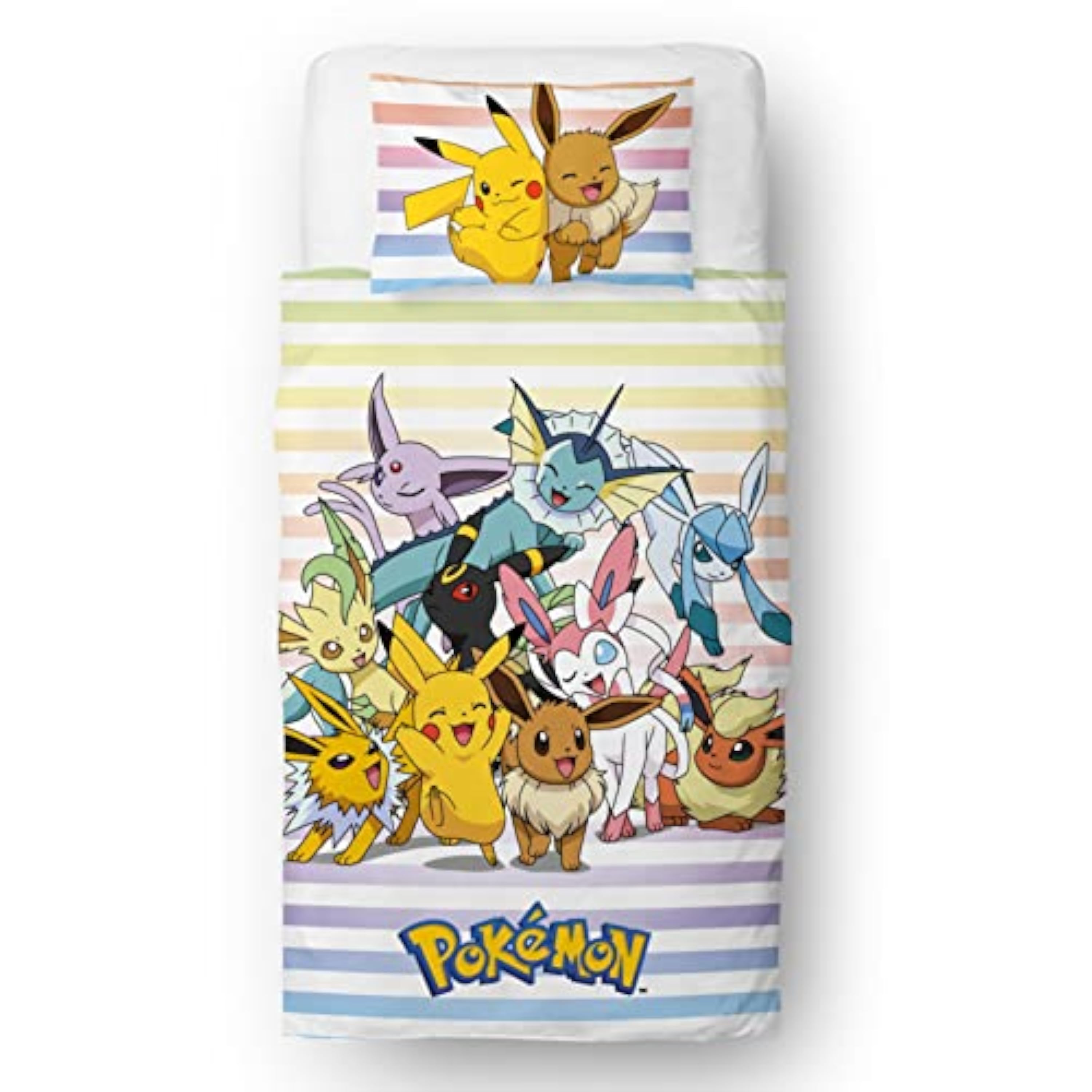 Juego de Funda de edredón con Licencia Oficial de Pokemon, Ropa de Cama Reversible de 2 Caras con Funda de Almohada a Juego, Juego de Cama Individual de Character World Brands | polialgodón