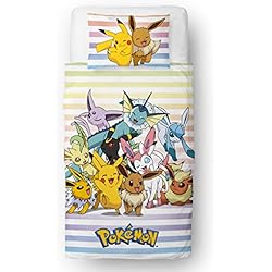 Funda Nordica Pikachu Pokemon Juego de Funda de edredón con Licencia Oficial, Ropa de Cama Reversible de 2 Caras con Funda de Almohada a Juego, Juego de Cama Individual de Character World Brands | polialgodón