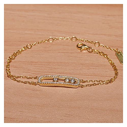 Bracelet double chaîne femmes 925 trois pierres le cadeau de mode idéal
