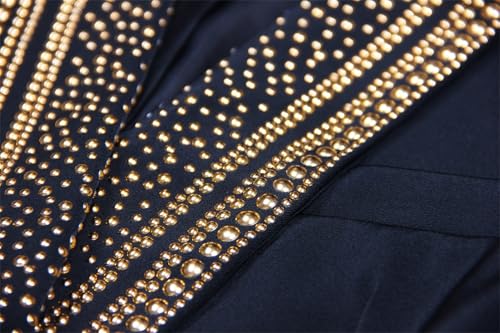 Women's Beads Belt Blazer Mid-Length Shawl Collar Office Jacket Coat Double Breasted Business Suit4