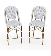 Martha Stewart Lily Pond Indoor-Outdoor Stackable Counter Stools with Natural Woodgrain Aluminum ...