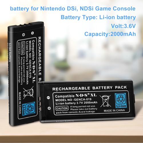 Image of UTL-003 Battery for DSi XL, 2000mAh Rechargeable Lithium-ion Battery Pack Tool Kit for Nintendo DSi XL /DSi LL Game Console
