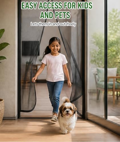 Image of 210x100cm Magnetic Curtain for Door, Magnetic Ac Curtain for Door, Magnetic Mesh Curtain, Breathable Protective Net, Anti Insect Ventilation Screen Suitable for Home Household Use