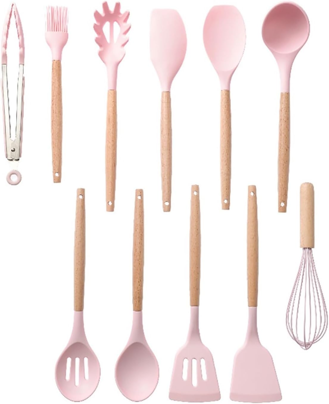 シリコン製キッチン用品 調理器具セット ノンスティック調理器具 スパチュラ シャベル エッグビーター 木製ハンドル キッチンツールに