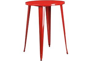 Flash Furniture Philip Commercial Grade 30" Round Red Metal Indoor-Outdoor Bar Height Table