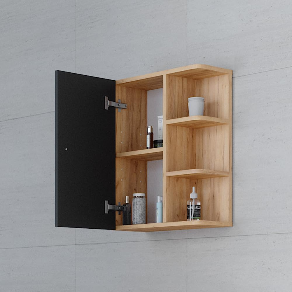 Vicco Armario de baño Fynn, Antracita, 47.2 x 59.2 cm, para Montaje en Pared con estantes Abiertos