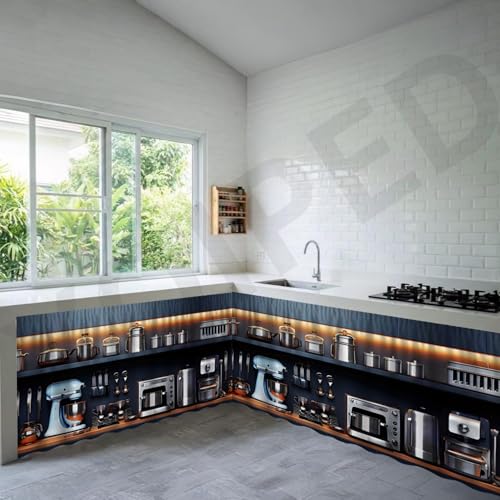 Image of Premium Sink Kitchen Curtain | Waterproof Printed Under Sink Cabinet Curtain for Kitchen Storage & Protection | Stylish Home Decor | (150 x 71 cm) (GRAINDER, Pack of 2)