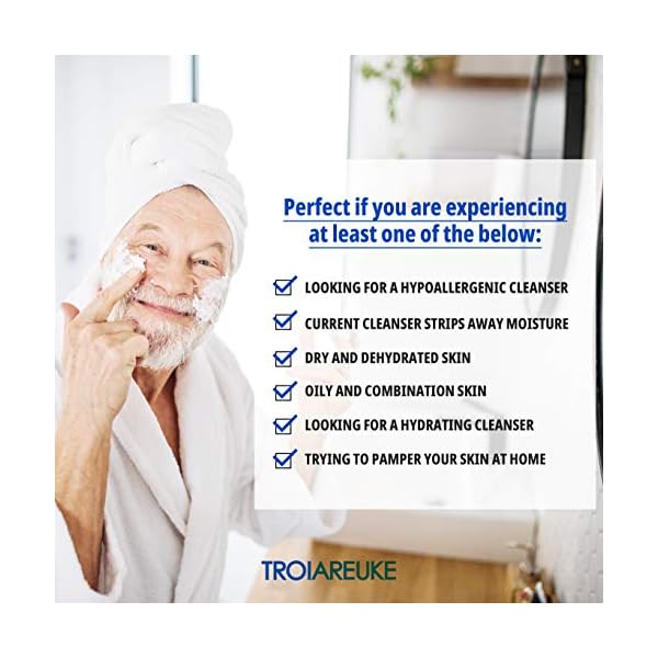 TROIAREUKE PIT Cleansing Milk I Deep Cleansing Daily Facial Cleanser for All Skin Types, Dry, Hydrating Face Mask with Antioxidants, Vitamins, Moisturize Korean Aesthetic Skin Care 10.14 fl oz