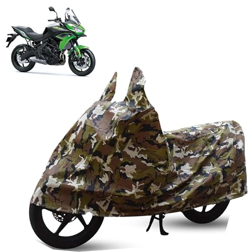 Image of Sulfar Bike Cover for Kawasaki Versys 650 (Adventure) | Waterproof, Dustproof & UV Protected | All Weather Two Wheeler Cover (Army Green) New 2026 Variants