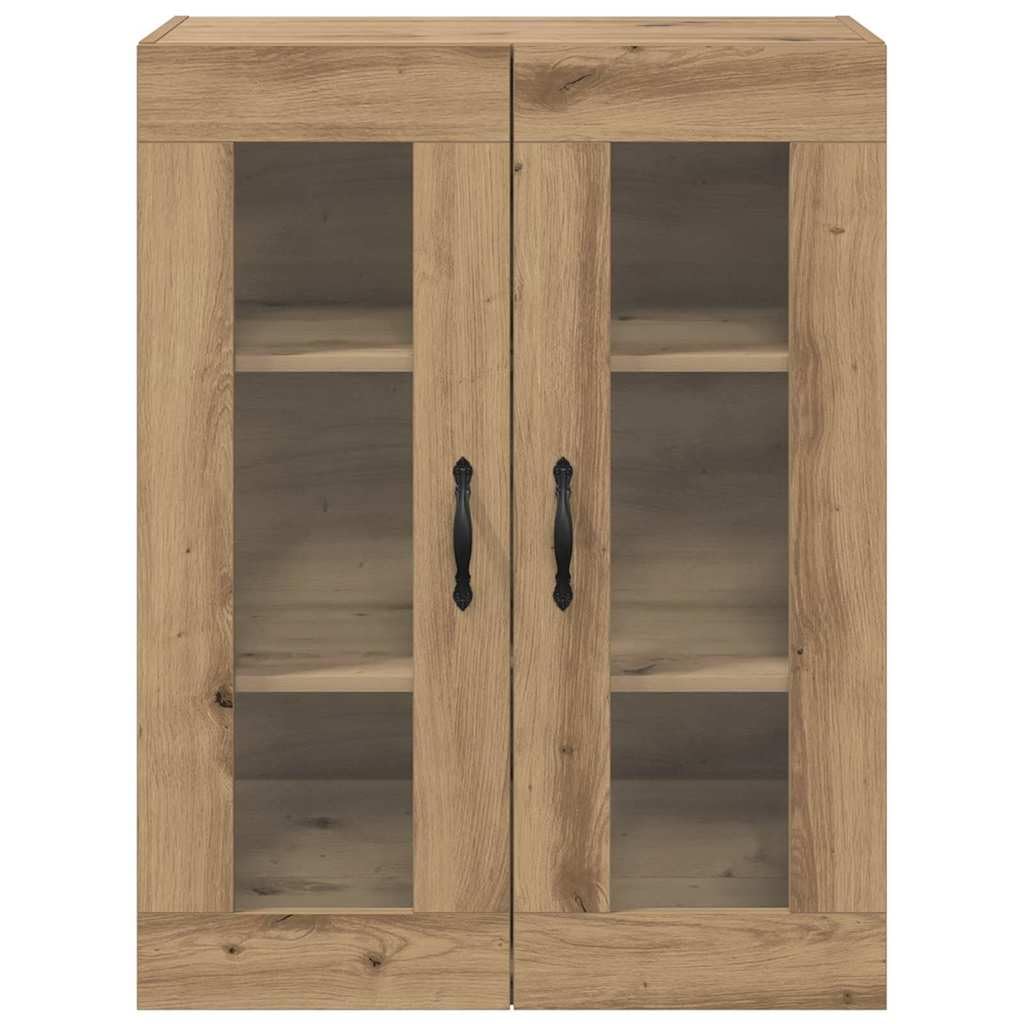 Armadietto da parete in rovere Artisan in Engineered Wood e vetro 69,5 x 34 x 90 cm con 2 ante, contenitore moderno per soggiorno, sala da pranzo, ufficio, montaggio a parete salvaspazio