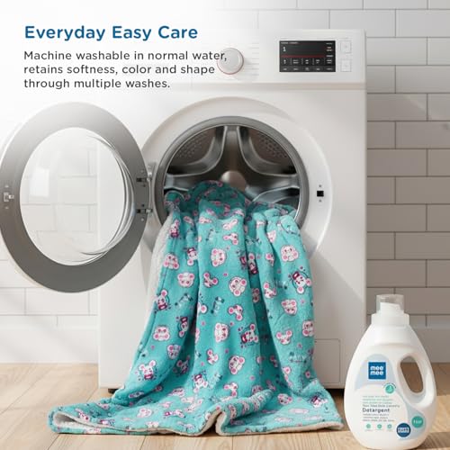 Image of Mee Mee Soft Single Layer Lightweight Flannel Baby Blanket with Mouse Printed - Comfort and Warmth for Newborns (75 cm x 100 cm) 0-12 Months (Green)