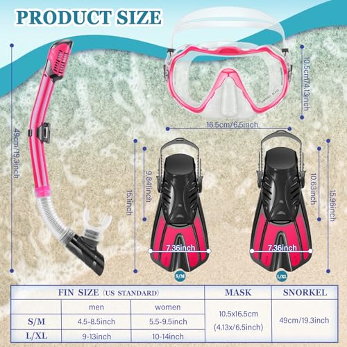 CTSAYTL Fabric Band Snorkeling Gear for Kids, 4 in 1 Travel Mask Fins Snorkel Set with Panoramic View Anti Fog Mask, Dry Top Snorkel, Trek Fins and Travel Bag, Snorkel Gear for Swimming Snorkeling by CTSAYTL - Used condition - Image 6