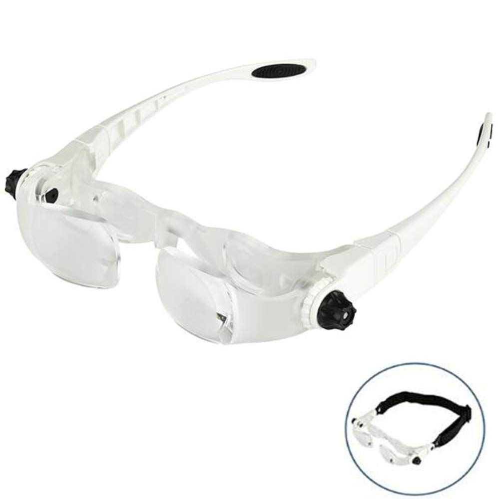 asdchZen 2.1X Headband Magnifier,Head-Mounted Handsfree Reading Magnifying Glasses,Watch Loupe,Electronic Repair,White A/A