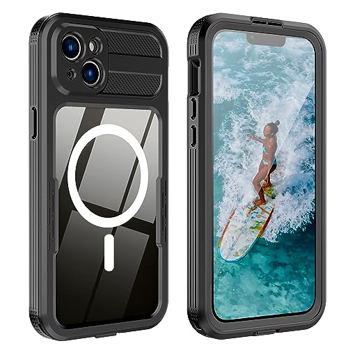 Nowvnvuy for iPhone 15 Waterproof Case Built-in Screen Protector Shockproof Snowproof Dustproof Full Body Protective Cover for iPhone 15 Compatible with Magsafe 6.1 inch Black