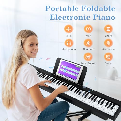 Tanniws Clavier de Piano 88 touches Pliant piano électronique Piano multifonctionnel Clavier électronique 128 tons pliable à 180° Pliant piano - Les Beatles, Paul McCartney, John Lennon, RIngo Starr, George Harrison Tanniws Clavier de Piano 88 touches Pliant piano électronique Piano multifonctionnel Clavier électronique 128 tons pliable à 180° Pliant piano – Image 5