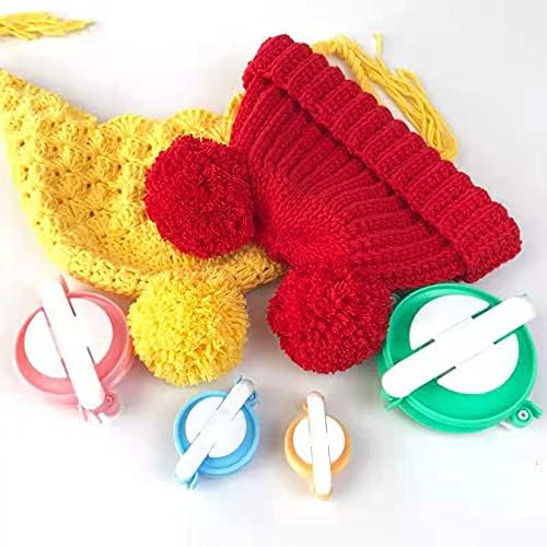 Pompom Maker, 4 Sizes Pom Pom Maker Set Kit, Fluff Ball Weaver kit Handmade Pom Pom Tool Set for Adults