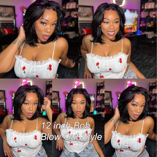 Unice Bye Bye Knots Wig Yaki Kinky Straight Bob Wigs Human Hair Pre Bleached Invisible Knots 7X5 Lace Front Wigs Human Hair Pre Everything Glueless Wigs Pre Plucked Pre Cut Lace 10 Inch thumb #5