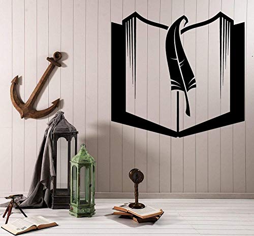 ZJfong Buch und lesezeichen vinyl wandtattoo schule bibliothek klassenzimmer studie kinderzimmer wohnkultur kunst wandaufkleber 60x57 cm