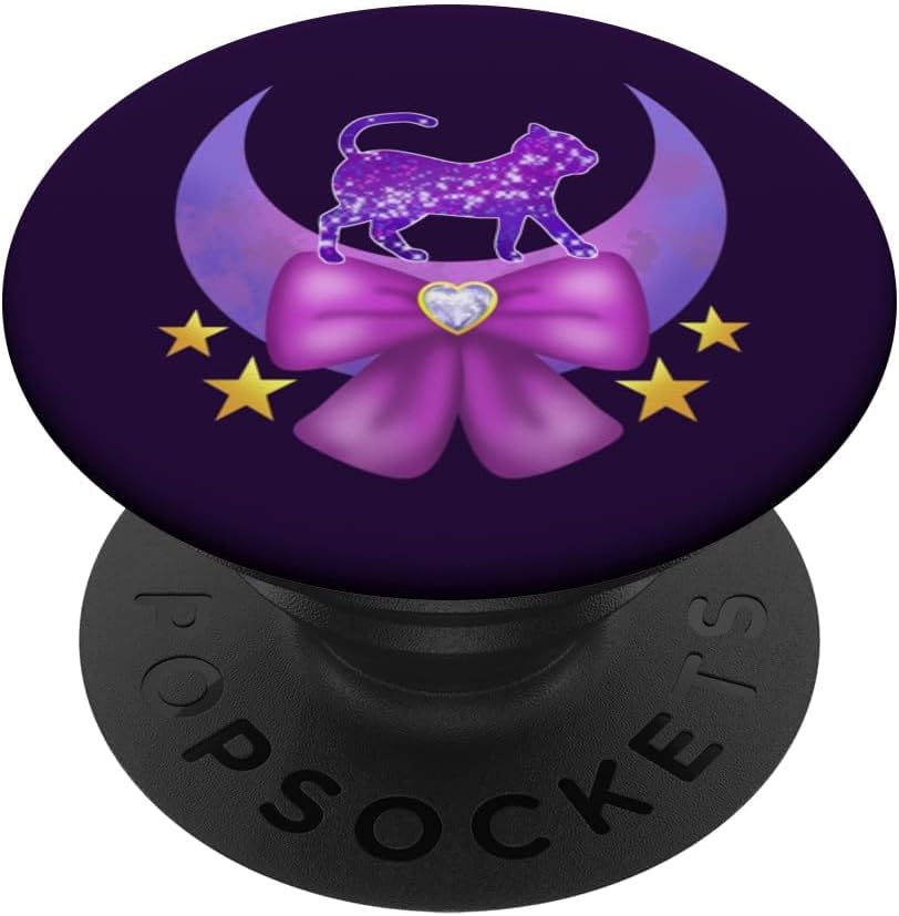 Yume Kawaii Clothing Space Cat on the Moon Nu Pastel Goth PopSockets Adhesive PopGrip