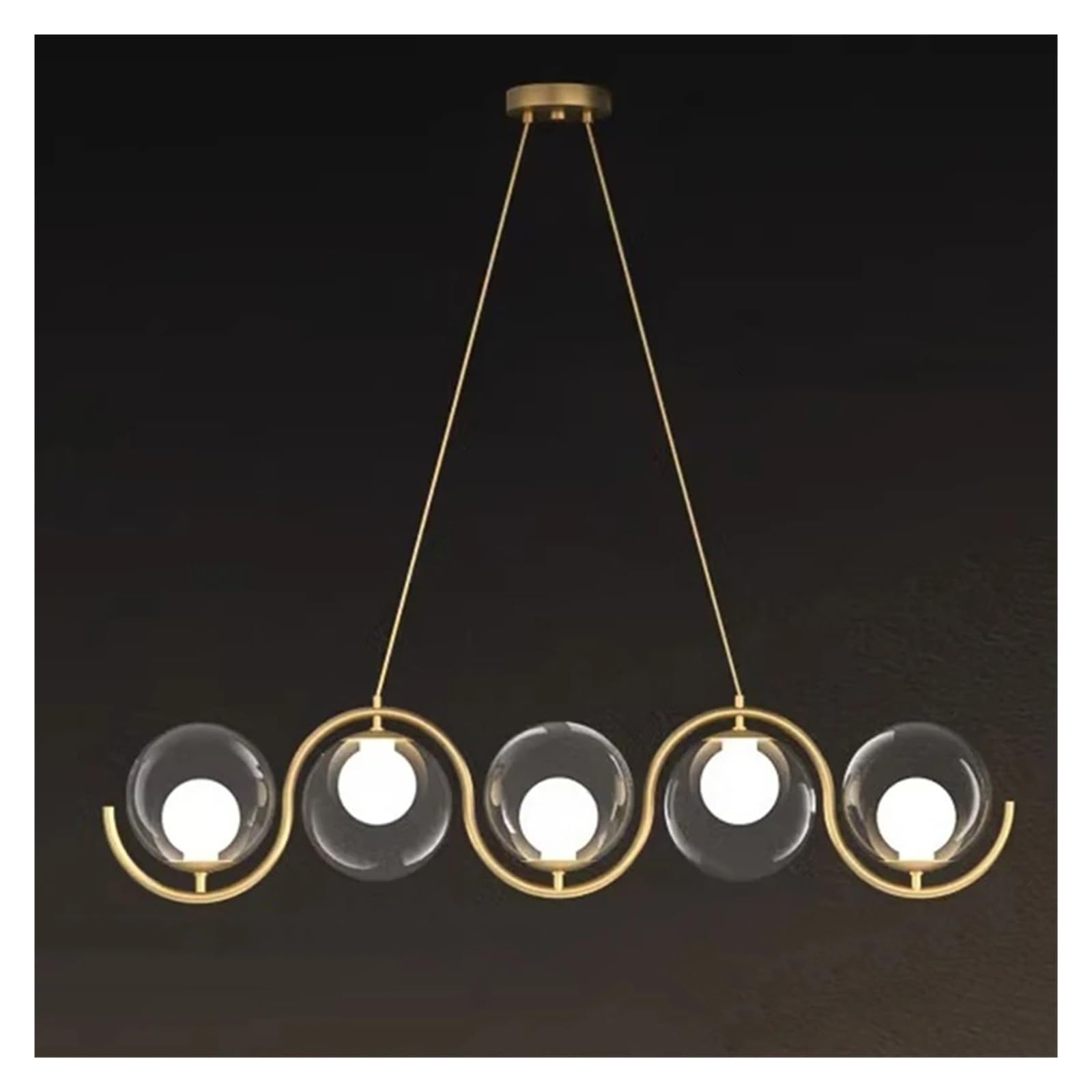 Suspension éclairage intérieur LED en verre cristal transparent à 5 têtes haut de gamme