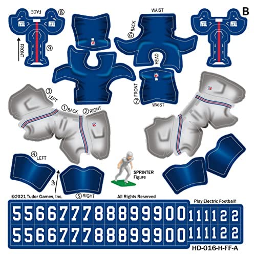 Tudor Games New York Giants Nfl Home Uni-Forms, 11 Player Action Figure Kit, Primary 2005- For Electric Football #TOP2