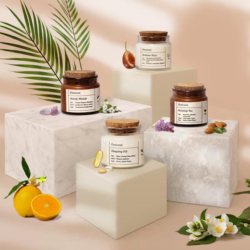 Coloro Scented Candles for Home 4 Pack Deep Sleep Aromatherapy Candles with Wooden Lids 70g