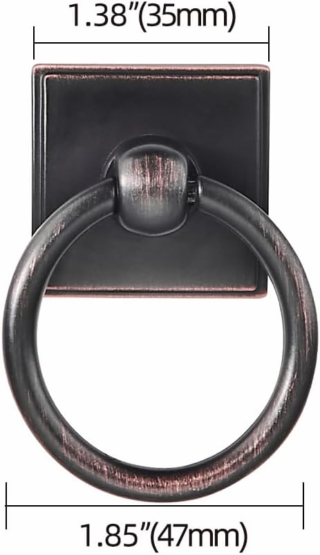 khtumeware 10-Pack 1.9 Inch Oil Rubbed Bronze Cabinet Knobs - Ring Pull Drawer Handles for Dresser, Kitchen Cabinets - Durable Zinc Alloy Hardware. image 3