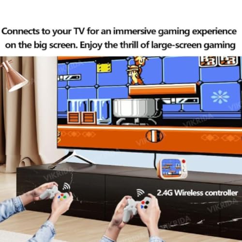 Image of VikriDA Mini Handheld TV Game Console - 740 Classic Games, 3.5 inch Screen, TV Output, 2.4G Wireless Controller - Retro Gaming for Kids