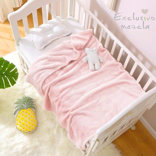 Image of Exclusivo Mezcla Plush Fuzzy Fleece Throw Blanket, Super Soft, Fluffy and Warm Blankets for Couch, Bed, All Season (Light Pink, 40x50 inches)