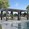 SUNSITT Outdoor Louvered Pergola 10' × 20' Aluminum Pergola with Adjustable Rainproof Roof & Hidden Drainage System, Patio pergola w/Waterproof Curtains and Nets for Deck Porch Garden, Drak Grey