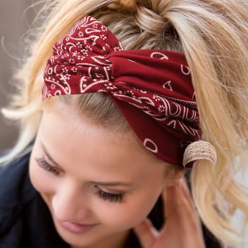 Image of DRESHOW 4 Pack Turban Headbands for Women Wide Vintage Head Wraps Knotted Cute Hair Band Accessories