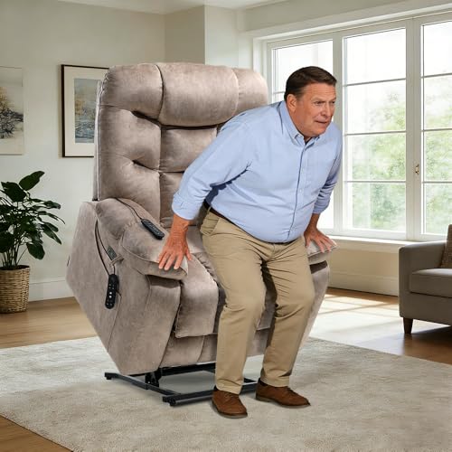 EONIX Oversized Big Man Power Lift Recliner Chair for Elderly with Heat and Massage, 400lbs Dual Motor Lay Flat Electirc Lift Chair with Extended Footrest, SLRY008063, Beige - Image 3