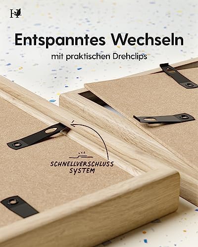 Heimlich® - Picture Frame - A3-16.5x11.7 Inch Oak Wood Frame - Fits 42x29.7 cm Photo - with Shatterproof PS Plastic Sheet - Image 4