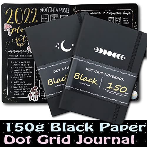 Carnet de notes quadrillé A5 BUKE avec pages noires et couverture rigide