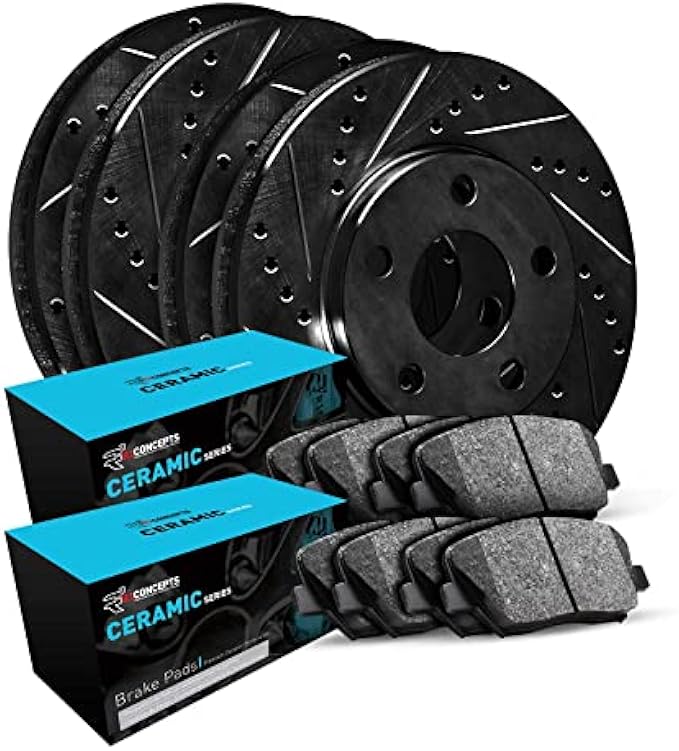 R1 Concepts Front Rear Brakes and Rotors Kit |Front Rear Brake Pads| Brake Rotors and Pads| Ceramic Brake Pads and Rotors|fits 2004-2010 BMW 535i, 545i, 550i, 645Ci, 650i