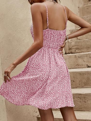 Image of SweatyRocks Women's Boho Floral Print Spaghetti Strap Cami Dress Casual Flare Short Dresses