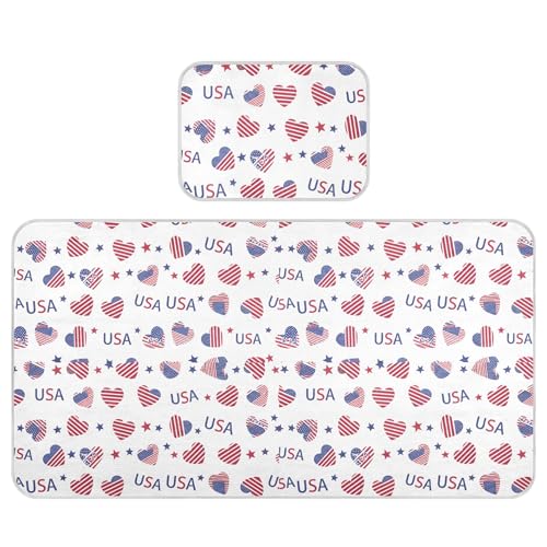 Takiito Patriotic Heart Baby Cooling Mattress Pad, Soft & Breathable Cooling Mat Keep Baby Cool in Summer 28x52 in, Nursery Essential