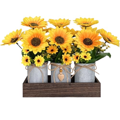 HEMYLU Sunflowers Artificial Flowers Decorations...
